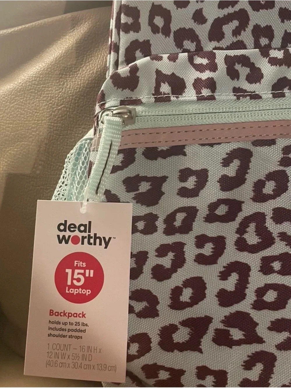 Kids Leopard Print Backpack - Light Blue/green & Purple NWT